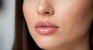 A woman with waxed upper lip