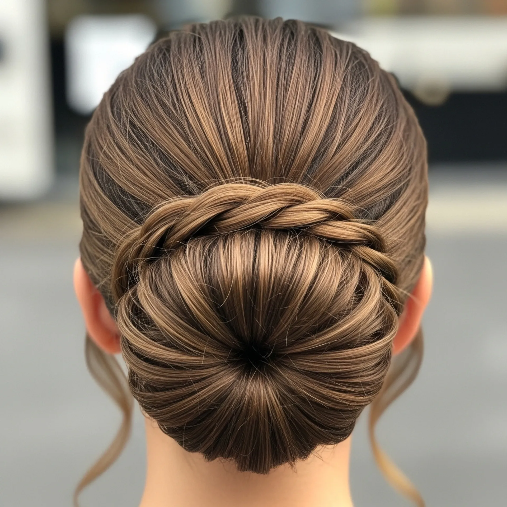 Back view of a bun hairstyle