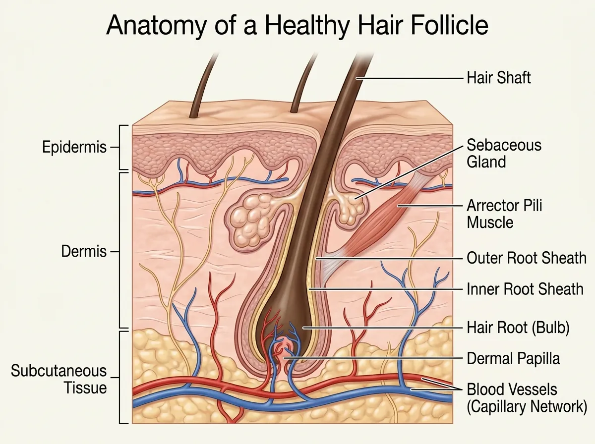 Anatomy of a healthy hair follicle