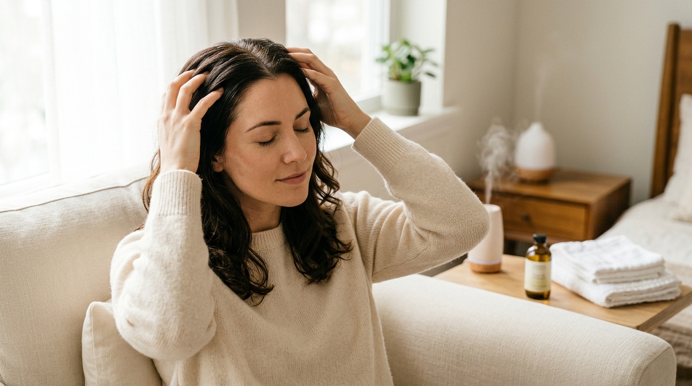 Scalp massage with hair oil at home