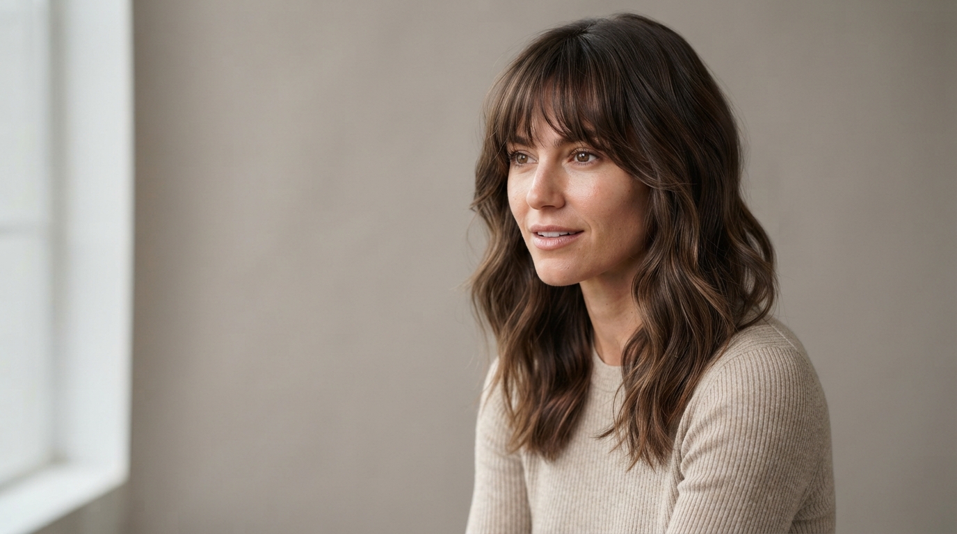 Airy cloud bangs with soft waves