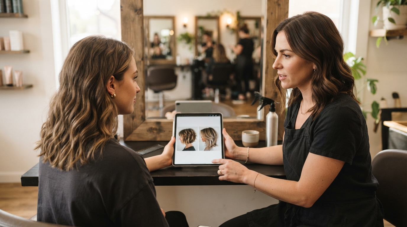 Boyfriend Bob haircut consultation