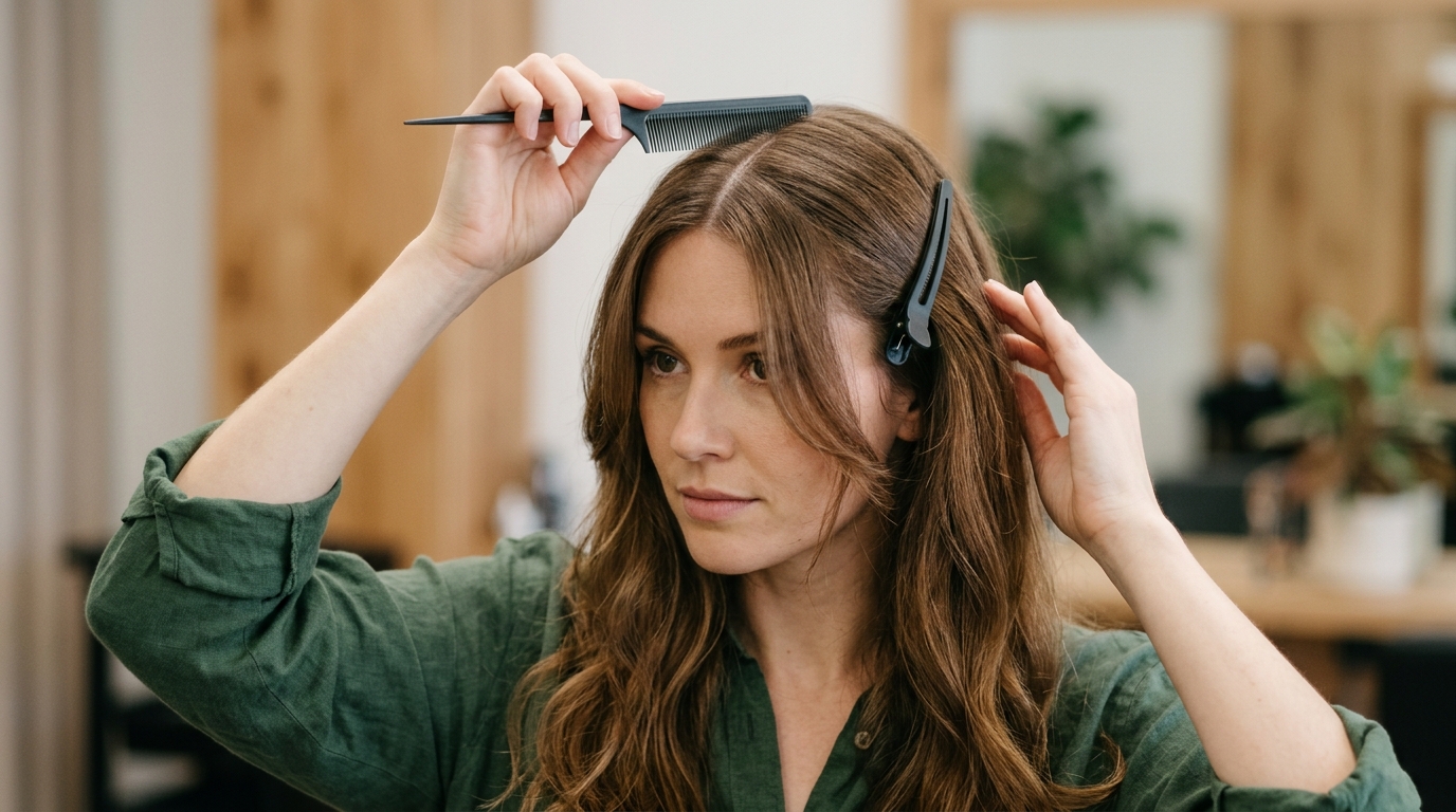 Sectioning hair for crown braids