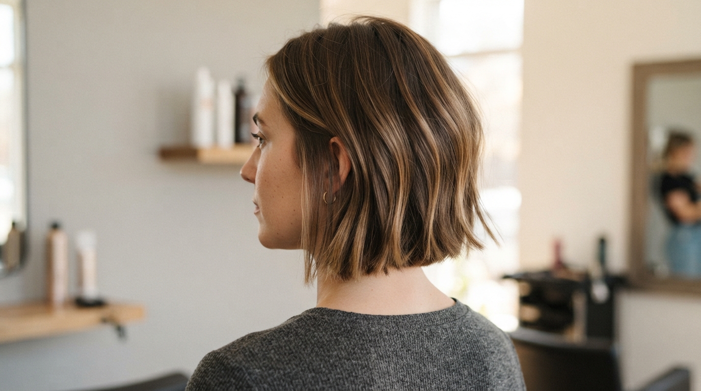 Textured chin-length Boyfriend Bob